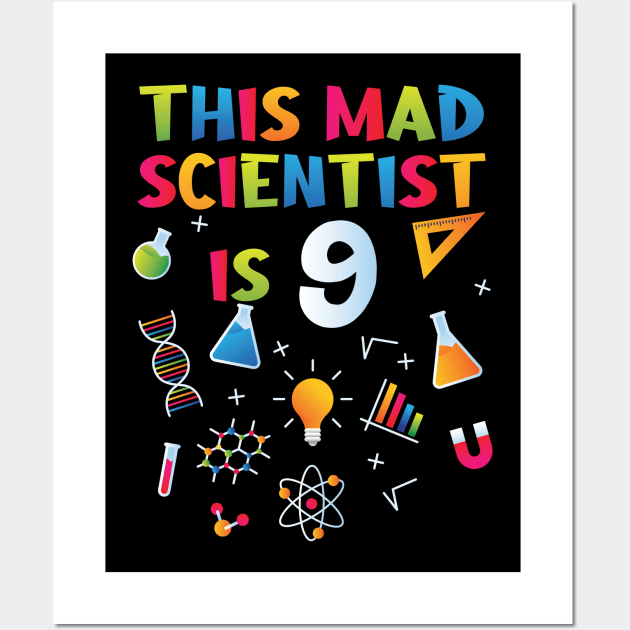 This Mad Scientist Is 9 - 9th Birthday - Science Birthday Wall Art by Peco-Designs